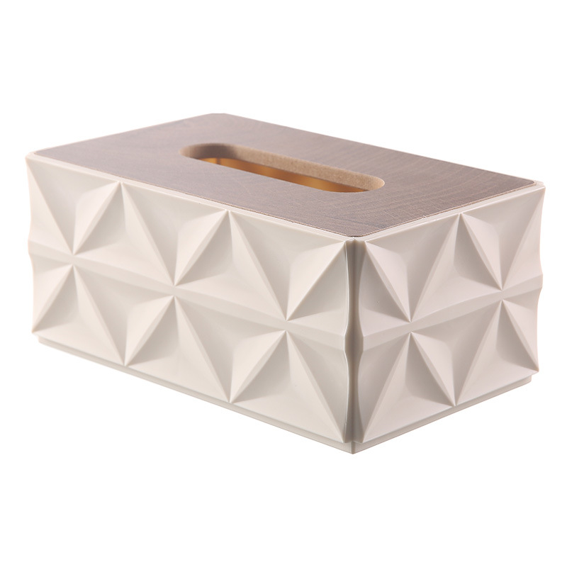Caja de toallas de aire crema simple caja de almacenamiento de escritorio con cubierta de madera caja de extracción de papel creativa caja de extracción de papel de lujo ligera sala de estar doméstica