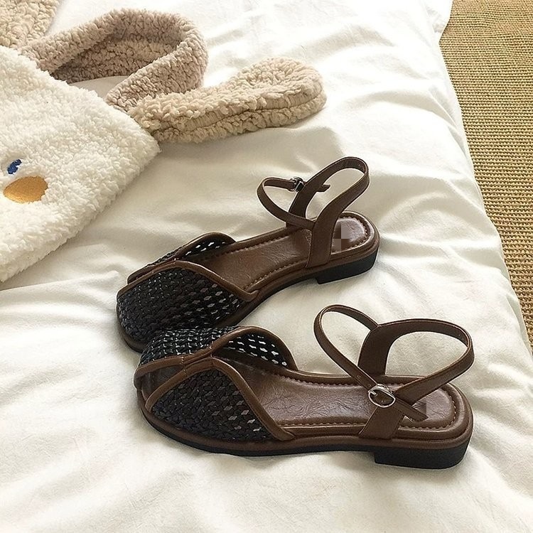 Baotou sandalias para mujeres 2026 nuevo verano coreano estilo retro hadas estilo casual suave zapatos romanos planos