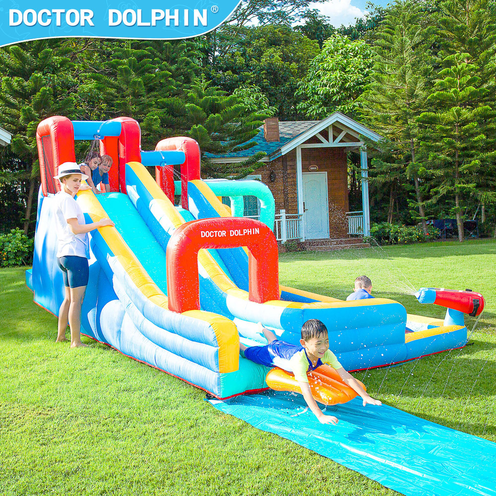 Doctor dolphin | Diapositiva inflable del hogar del castillo inflable con el pequeño parque del agua de los niños del tobogán acuático