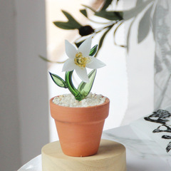 淄博琉璃向日葵百合花玉蘭花仿真花盆栽辦公桌面裝飾擺件花卉植物