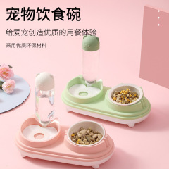 猫头双碗狗盆狗碗猫碗双碗自动饮水盆狗狗猫咪碗水碗饭盆宠物用品