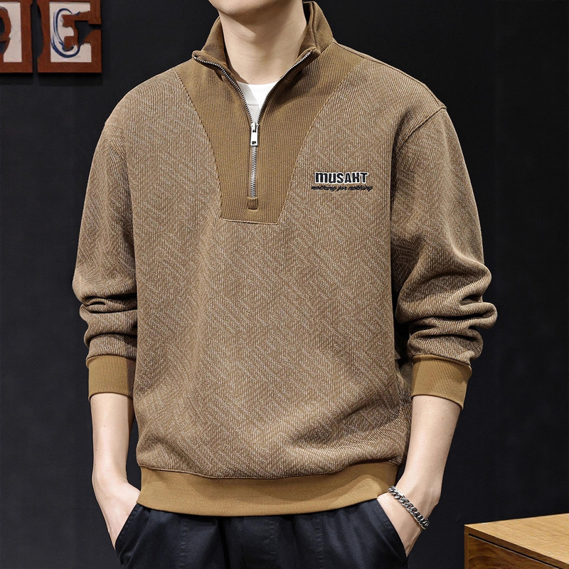 Half-High Collar Zipper Stand-Up Collar Men's Sweatshirt 2025 New Spring and Autumn Trendy Brand Large Size Long-Sleeve High-End Casual Clothing Half-High Collar Zipper Stand-Up Collar Men's Sweatshirt 2025 New Spring and Autumn Trendy Brand Large Size Long-Sleeve High-End Casual Clothing