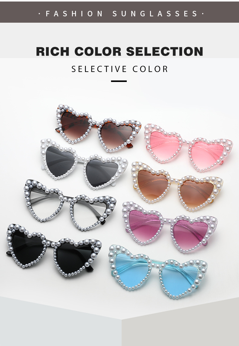 3D Pearl Sunglasses - Black Frame White