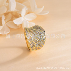 Wish AliExpress Cross-border Full Diamond Micro-pave Zirconia Ring Creative Personal Versatile Finger Ring Women's Jewelry Wholesale