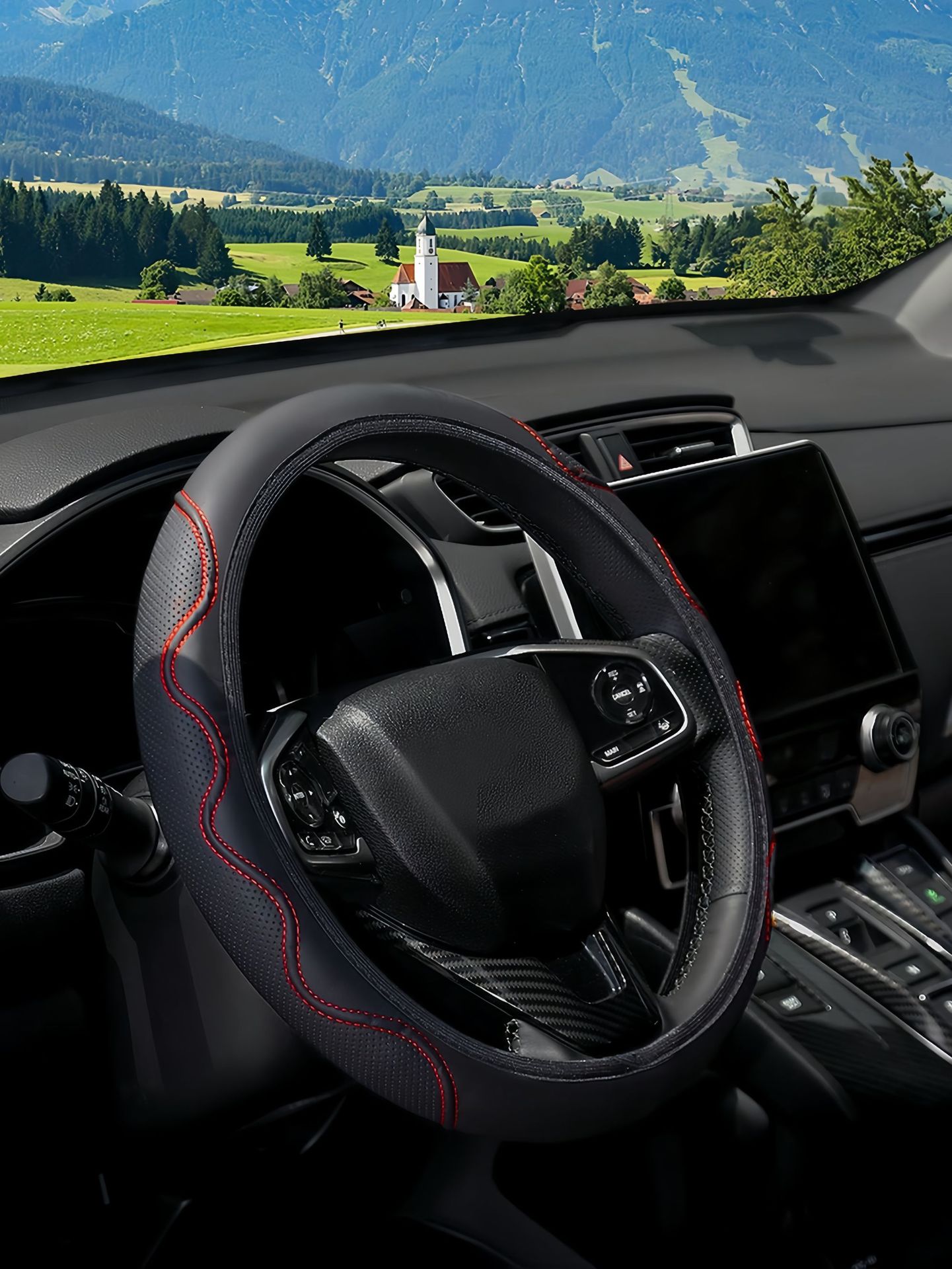 Cross-Border Amazon Car Steering Wheel Cover, Corrugated Sports Style, Non-Slip, Sweat-Absorbent, No Inner Ring, Artificial Leather Handle Cover