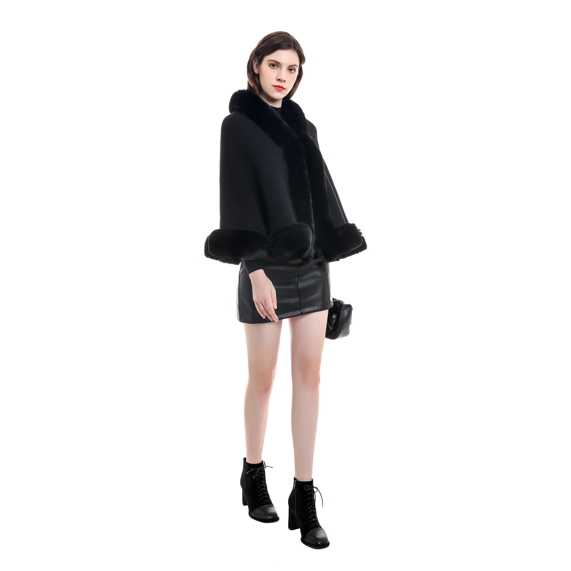 Otoño e invierno chal de pelo corto nuevo Otoño e Invierno imitación de piel de zorro capa novia tostado abrigo engrosado cardigan
