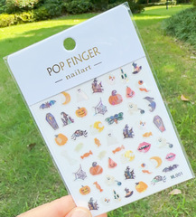 新款萬聖節美甲貼紙  跨境電商炫彩金萬聖節美甲貼紙 ML001-015