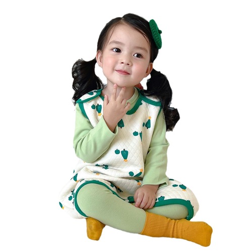 Baby sleeveless sleeping bag infant and toddler backless anti-kick blanket spring summer autumn one-piece vest with added thickness belly protection warm