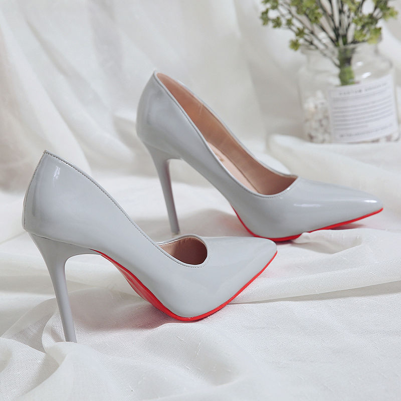 회색 빨간색 뒤꿈치 7cm