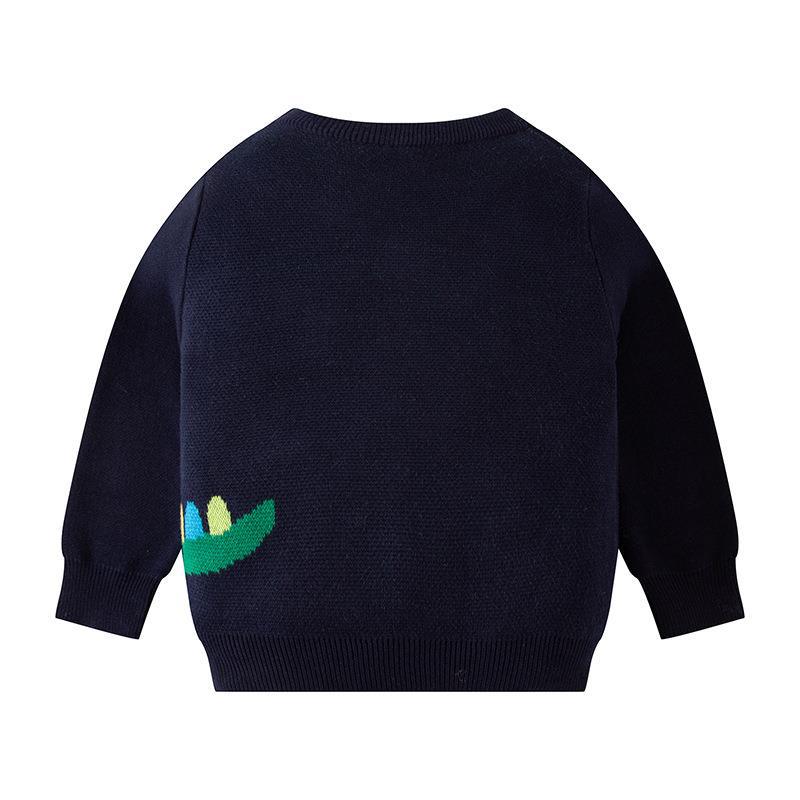 Personalizado be top ropa para niños otoño e invierno versión coreana del nuevo suéter de dinosaurio cálido del bebé para niños de punto de cuello redondo