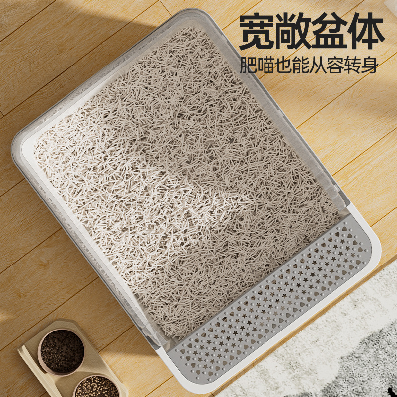 Lavabo de arena para gatos de gran tamaño, abierto semicerrado, baño para gatos con salpicaduras externas, lavabo de arena para gatos extra grande, suministros para mascotas al por mayor