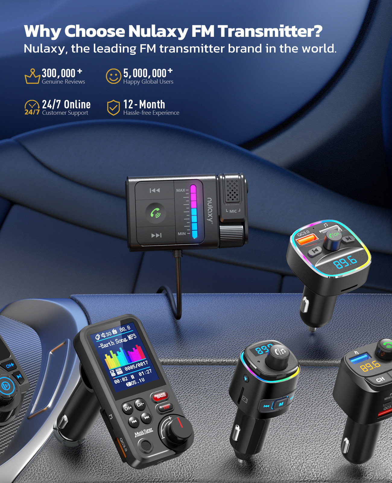 Amazon's New Bt64 Car Cross-Border Player Bluetooth Fm Transmitter Charging Hands-Free Calling Car Mp3