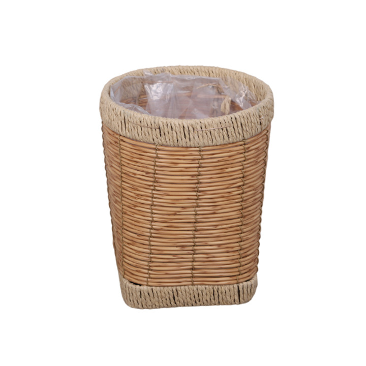 Nórdico ins viento trenzado plantas de paja decoración canasta de flores balcón sala de estar tipo piso estante de flores trenzado maceta image 5
