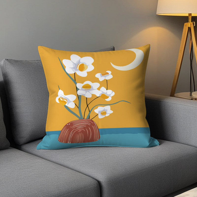 Luz de lujo nórdico simple almohada de viento naranja geométrica impresa de doble cara cojín de ventana flotante decoración sofá sala de estar almohada