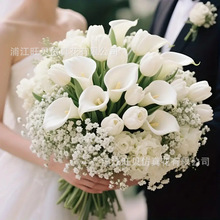 50支马蹄莲郁金香满天星组合仿真花手捧花  跨境假花家居欧式摆件