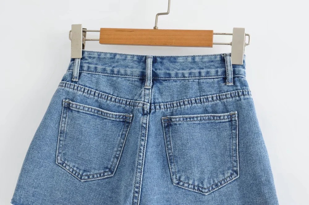 irregular frayed denim shorts NSHS52077