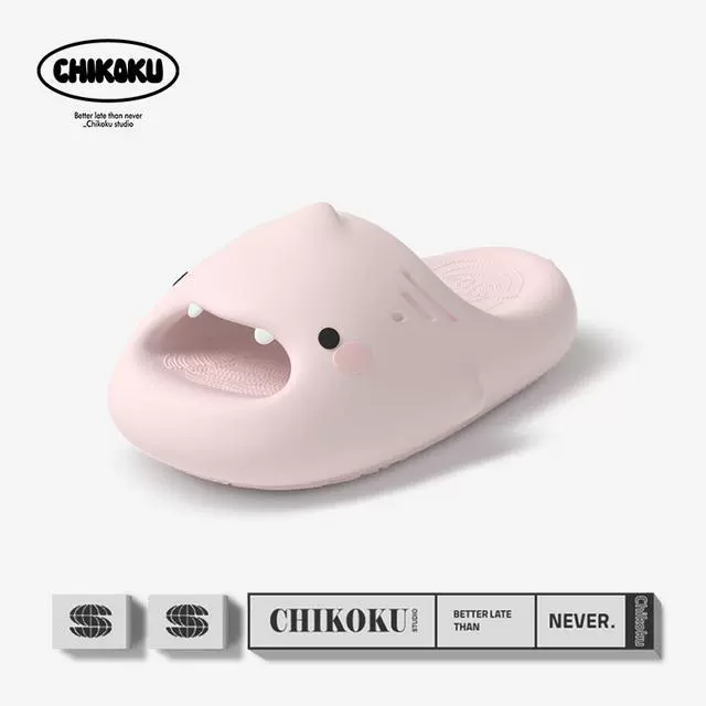Chikoku, маленькая милая акула, милый мультяшный женский летний домашний мужской нескользящий толстый мягкий низ, верхняя одежда, сандалии для пар