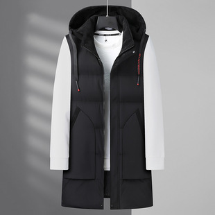 Fat brother 2024 winter new male youth plus fat plus size fashion take-off cap warm long waistcoat