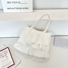 58161 温柔少女蕾丝层叠花边裙子布袋包2025新款大容量通勤单肩包
