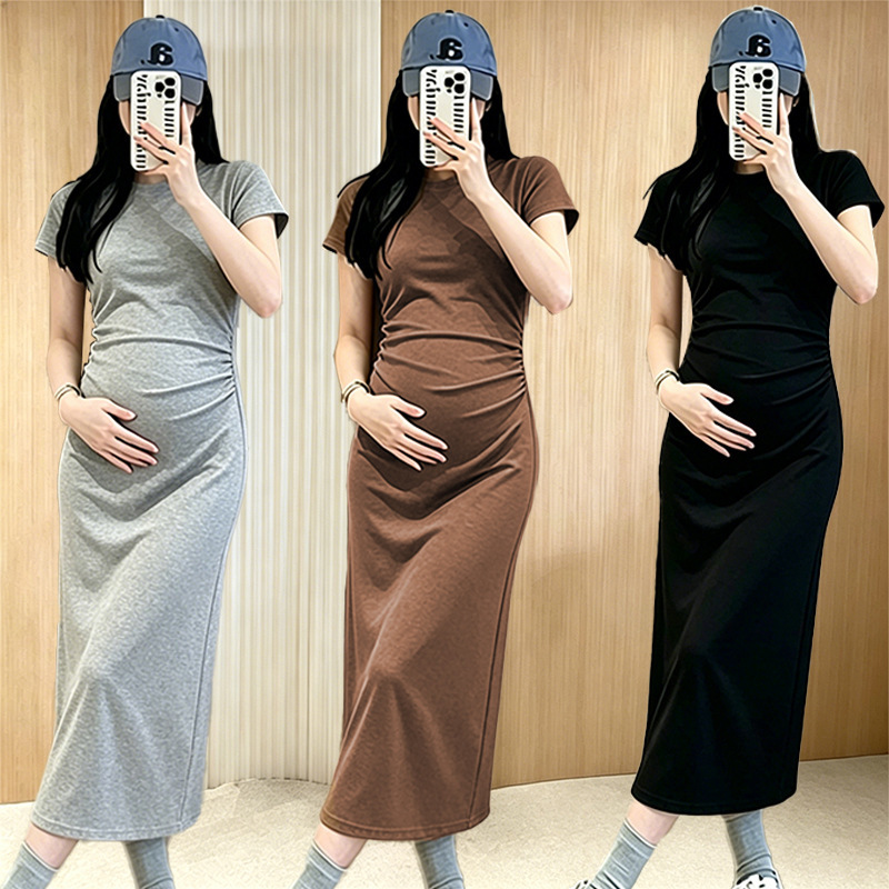 [Customized] New Style Maternity Wear, Solid Color Summer Irregular Skirt, Loose Fit to Cover the Belly Without Showing Pregnancy, Long Dress