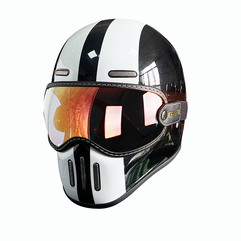 Motosiklet kaskı (dəbilqə) – Motuoche Motorbike Helmet - black-and-white-black-colored-lens-m55-56