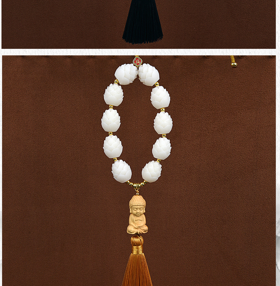 Tiktok Popular Lotus Little Buddha Car Pendant, Baby Buddha for Car Rearview Mirror, Good Luck Charm, Peach Wood Car Decoration