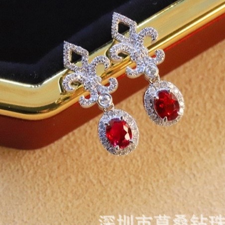Ruby small retro earrings