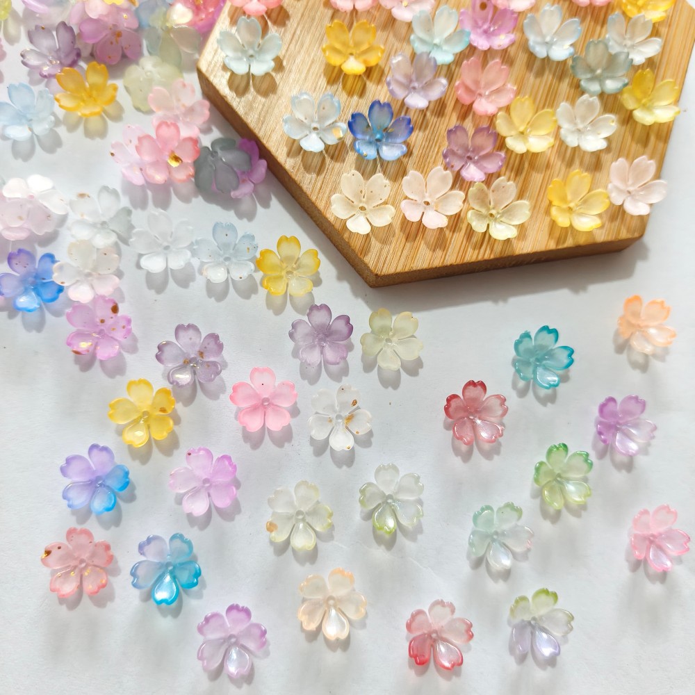 细闪夜光磨砂洒金樱花12mm亚克力花朵花瓣头饰车挂DIY手工材料