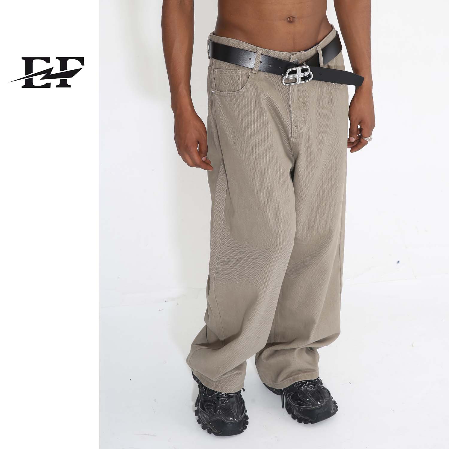 EF JEANS | 2023 Four Seasons Nueva recta suelta estilo coreano simple cintura media alta color sólido JEANS caqui