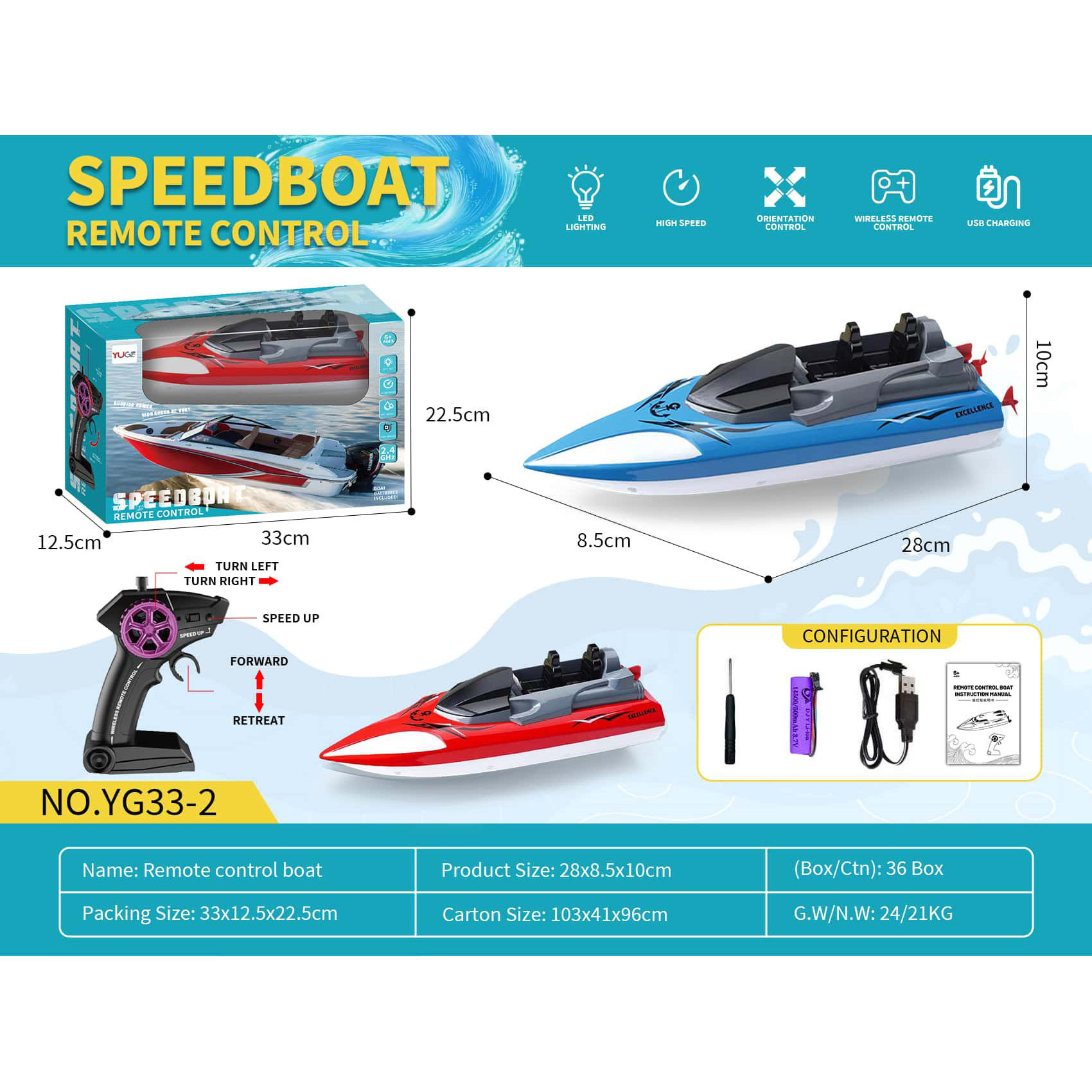 Transfronterizo de alta velocidad remota 2.4G juguetes de control remoto acuático de doble hélice niños inalámbricos barco eléctrico de control remoto
