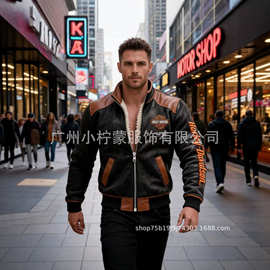 外贸跨境，欧美爆款，亚马逊，秋冬季加绒加厚拉链立领夹克