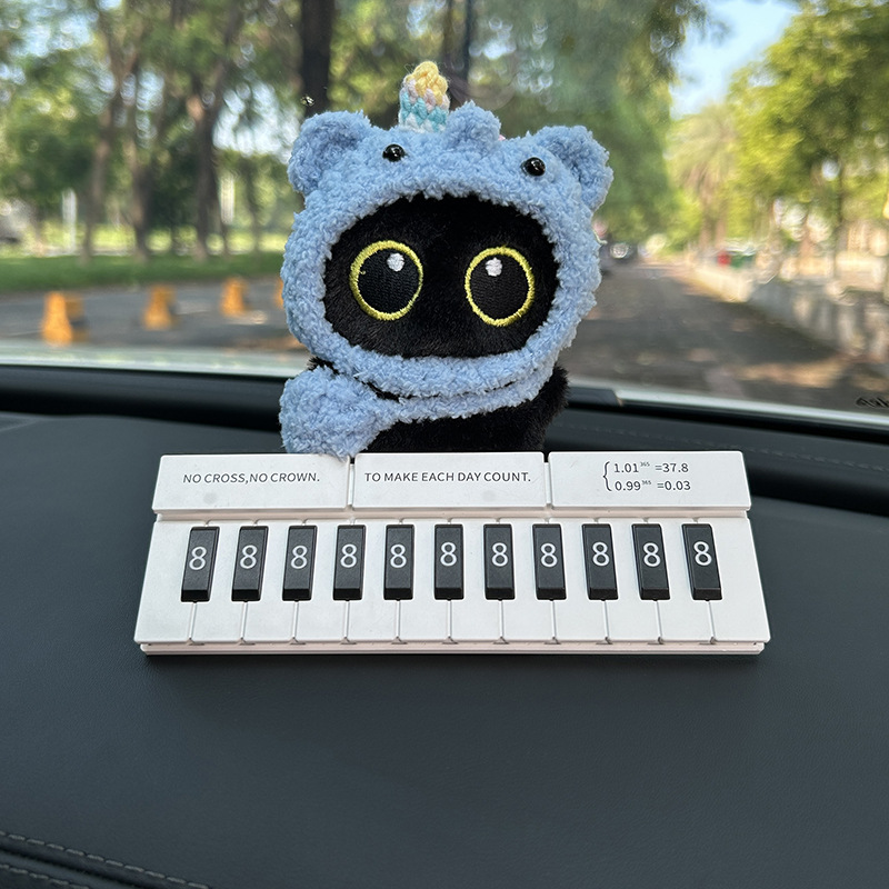 Pequeño gato negro bolsos colgantes lindos muñecas de peluche muñecas automóviles tarjetas telefónicas de estacionamiento temporal tarjetas de número de mujer