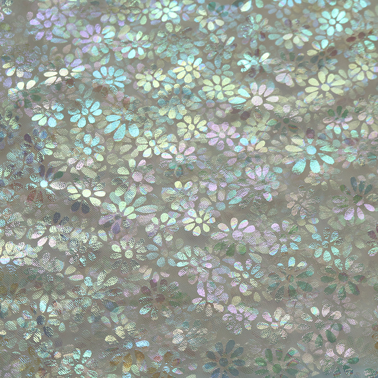 2025 nuevo hilo de malla artesanal estampado de flores tela de color fantasma primavera y verano vestido de boda tela de niña