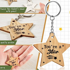 クリエイティブ木製五芒星キーホルダーyou are a star英語アルファベットペンダント星プレゼントペンダント