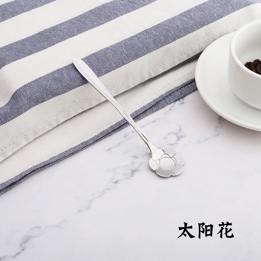 Смесительная ложка (Bicheng) флоральная нержавеющая сталь, короткая ручка, подарок на день рождения