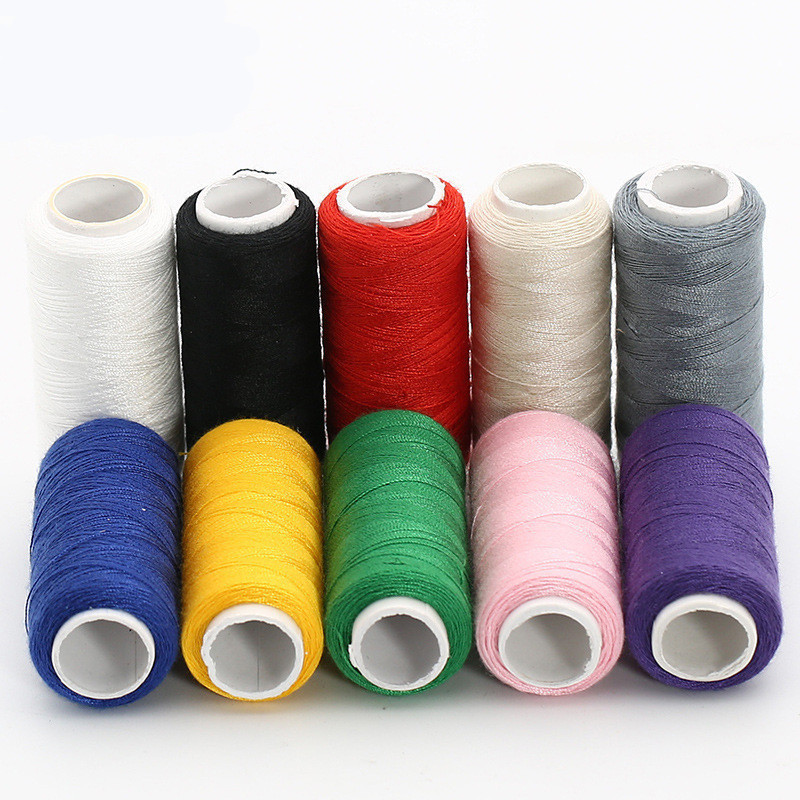 línea de costura de color casero línea de máquina de coser línea pequeña cuerda de costura de ropa colcha línea de costura mano aguja de costura paquete de hilo blanco hilo negro