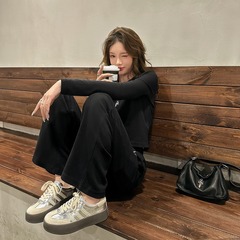 Sheii Su Yinyin 2.0 Version - Grey Lace Edge Heightened Thick Sole Casual Training Skate Shoes for Women