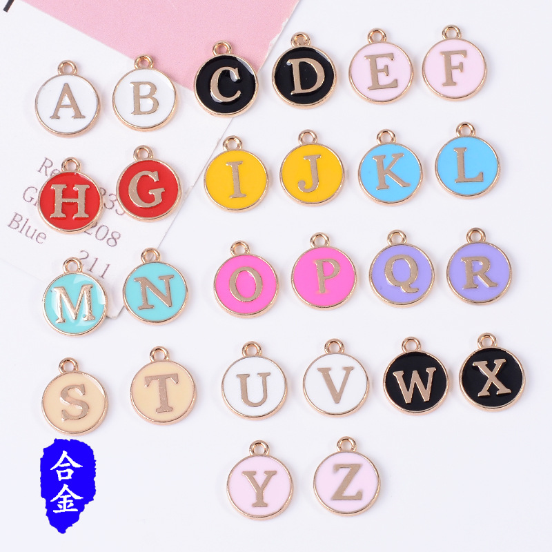 合金饰品挂件 26个英文字母配件diy手作链条材料厂家现货批发