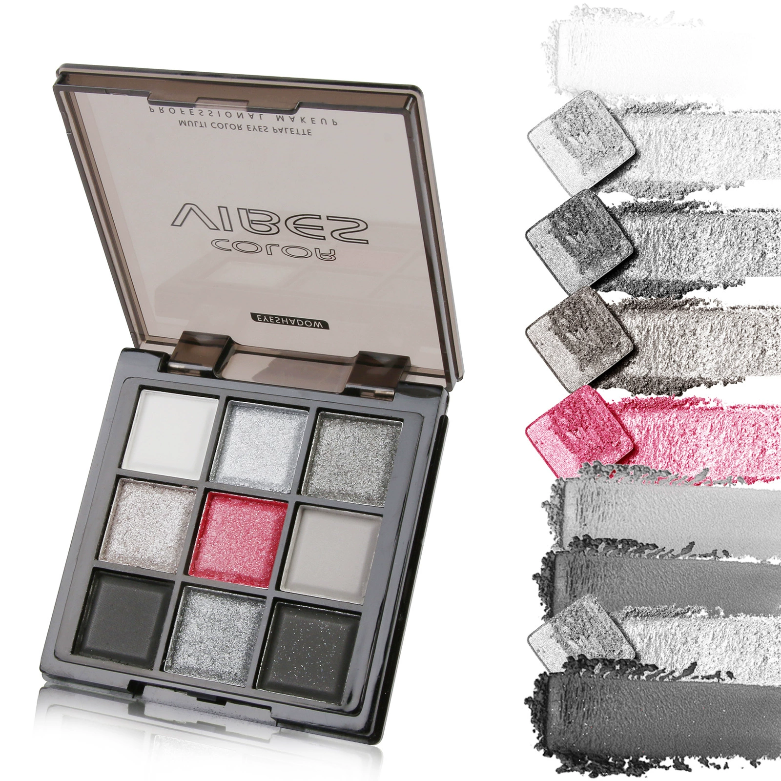Eyeshadow Palette Color Vibes, Platinum Metal & Matte Waterproof Shades, Punk Style 9-Color