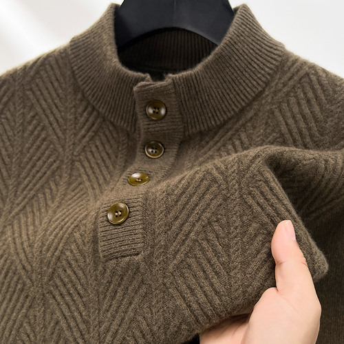 Puyuan Wool Sweater Men's Winter New 100% Thick Full Wool High-End Business Warm Pure Wool Sweater