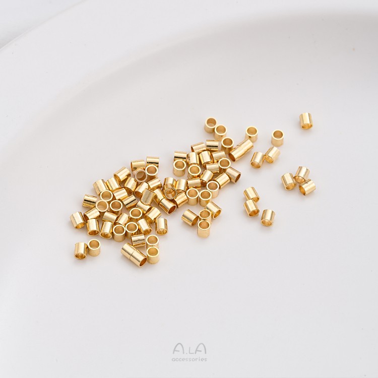 14K Gold Plated Plating Material 100 Pieces Diameter 1.5mm Diameter: 2.5mm Diameter 3mm Copper 14K Gold Plated Solid Color Polished DIY Jewelry Accessories Beads