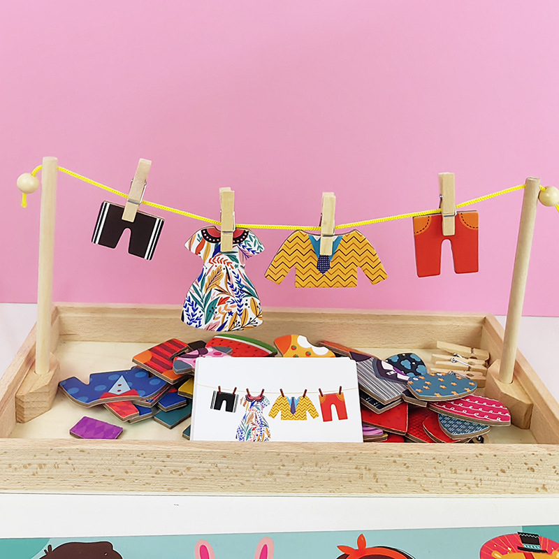 Juegos divertidos de secado de ropa Montse vestir rompecabezas de secado de ropa habilidades para la vida Juguetes de educación temprana para jardín de infantes