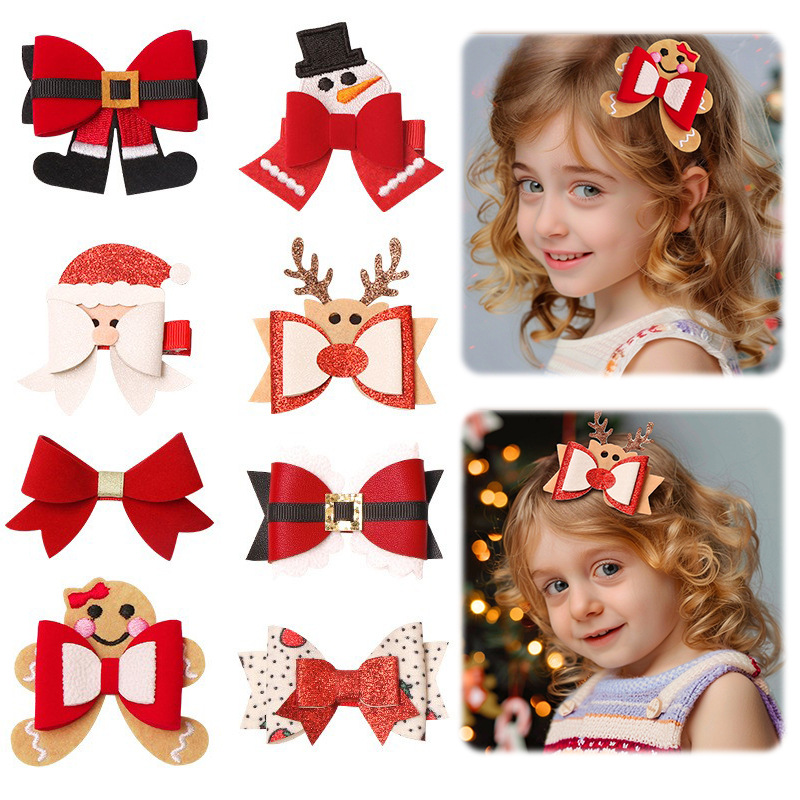 Children's red hairgrip with bow for elderly