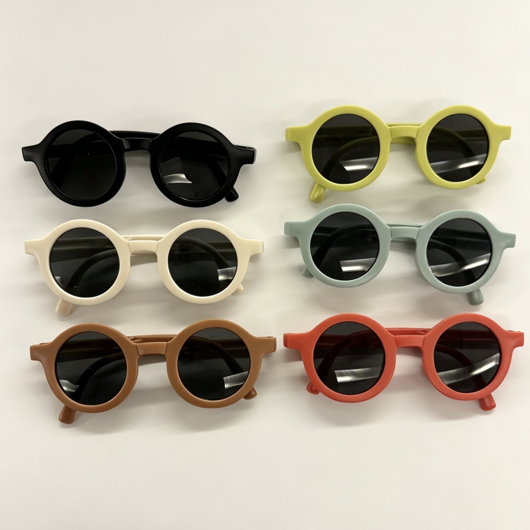 New children's foldable round sunglasses, stylish, cute, and unique, trendy UV protection sunshades for babies