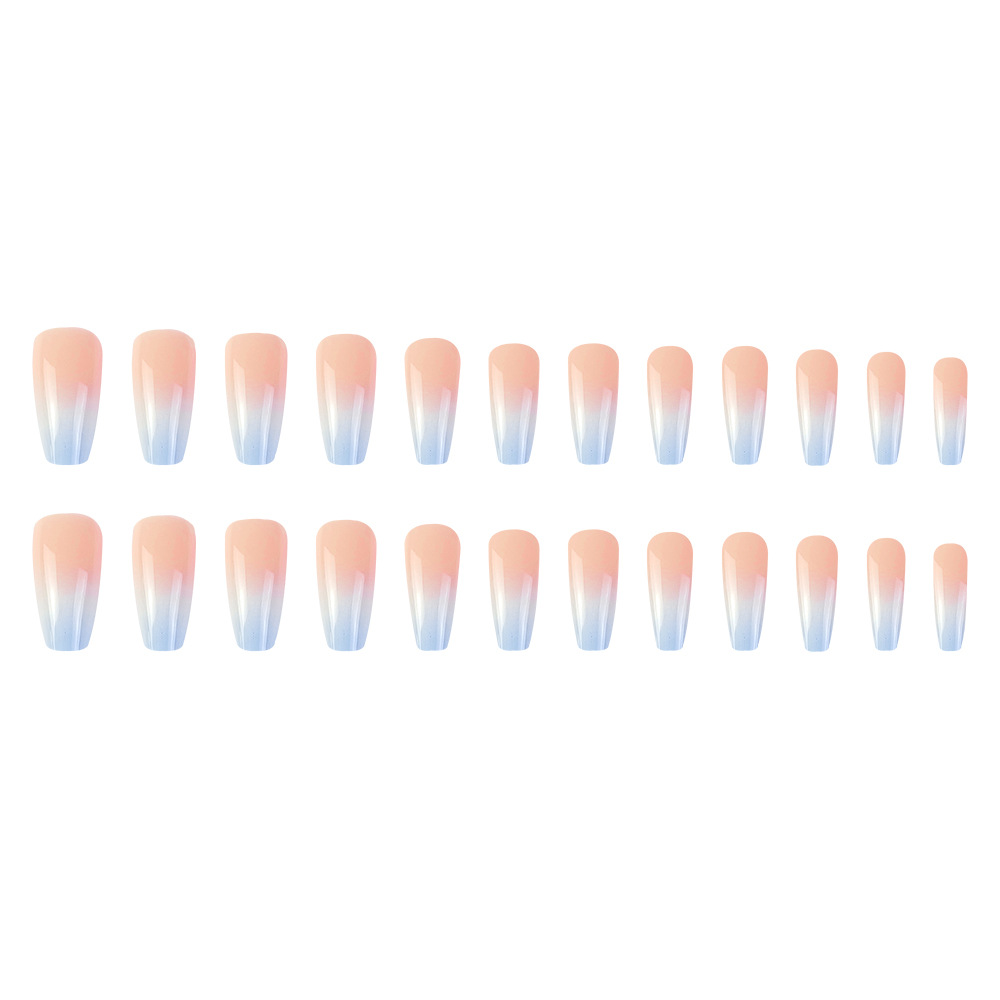 Ballet largo azul gradiente manicure 24 piezas frescas blanqueantes desgaste de uñas de viaje parches de uñas mezclados image 6