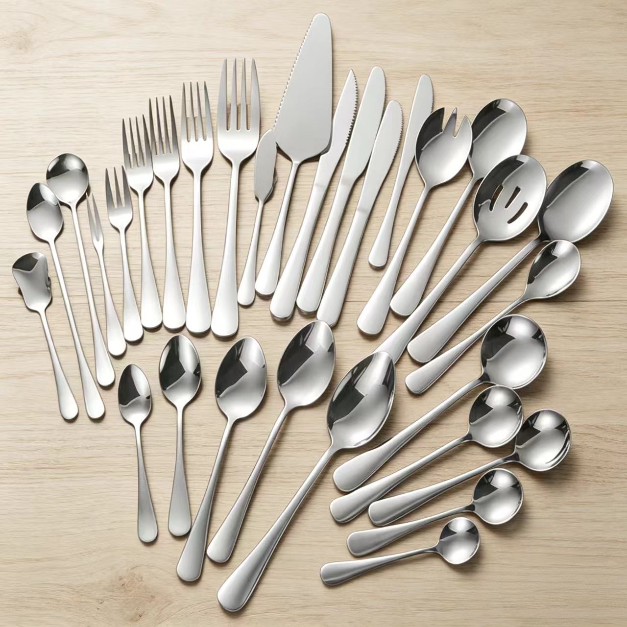Cross-border stainless steel 1010 Western cutlery set: steak knife, fork, spoon, cake spatula, coffee dessert long-handled ice spoon for hotels