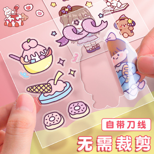 100 unique pet-themed sticker sheets, cartoon-style cute girls, DIY journal stickers, decorative elements, Japanese and Korean Instagram style