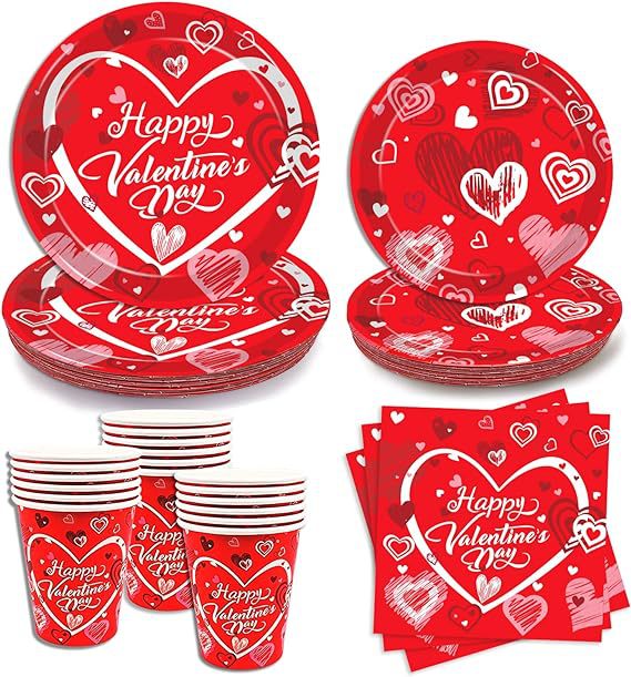 Valentine's Day Sweet Pastoral Heart Shape Paper Family Gathering Party Festival Tableware display picture 1
