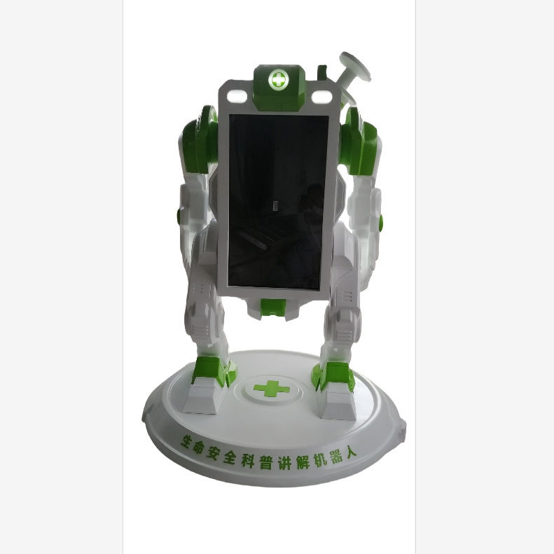 Gran robot de escultura de fibra de vidrio tallado redondo de dibujos animados drenaje creativo decoración elefante exterior