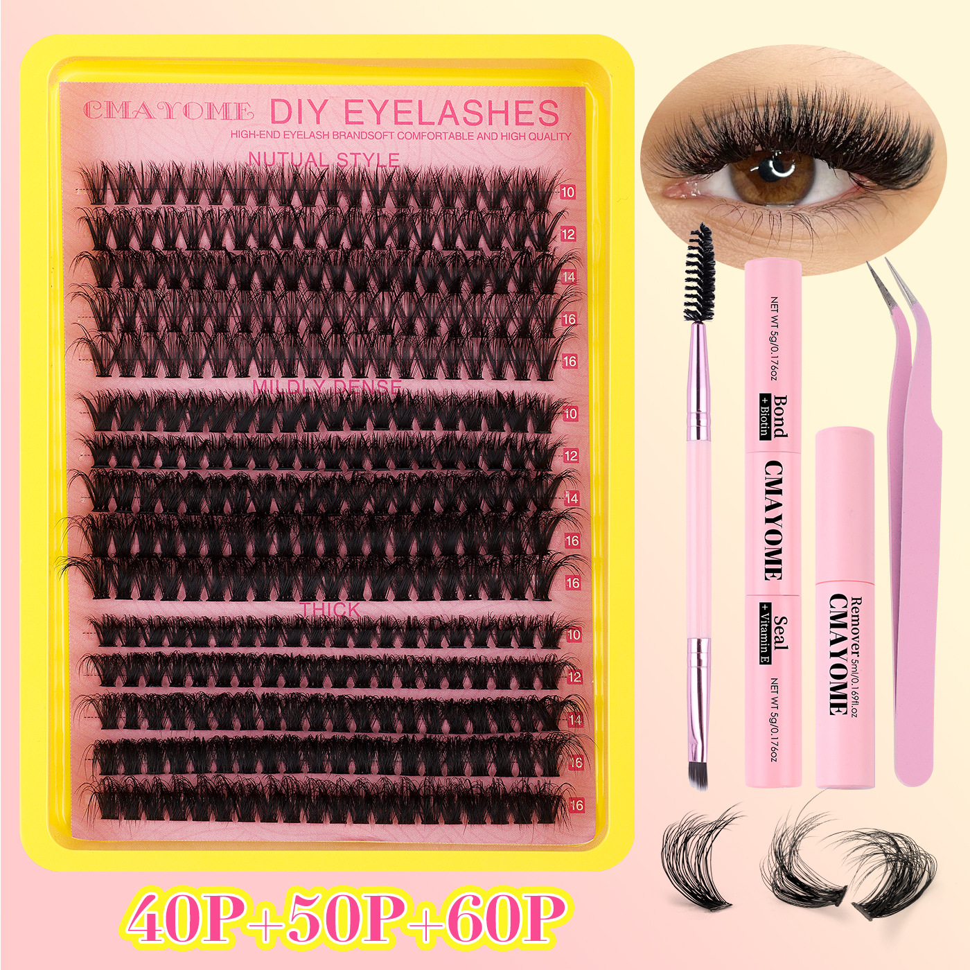Segmented Hot Melt Stem Thick False Eyelash Set